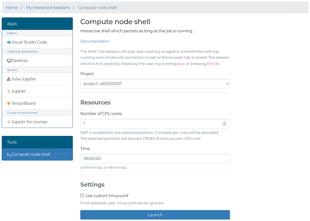 Interactive login shell