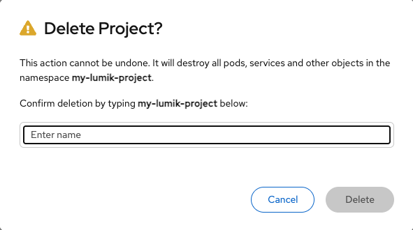 Project name dialog