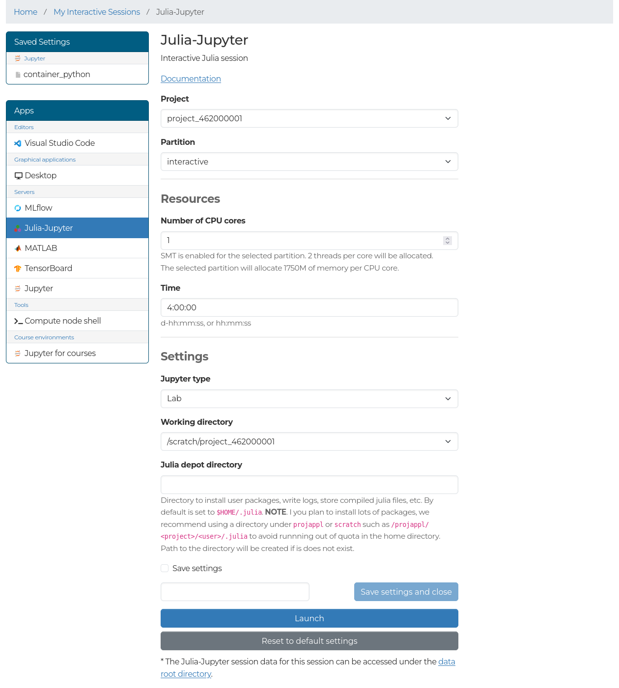 julia jupyter options