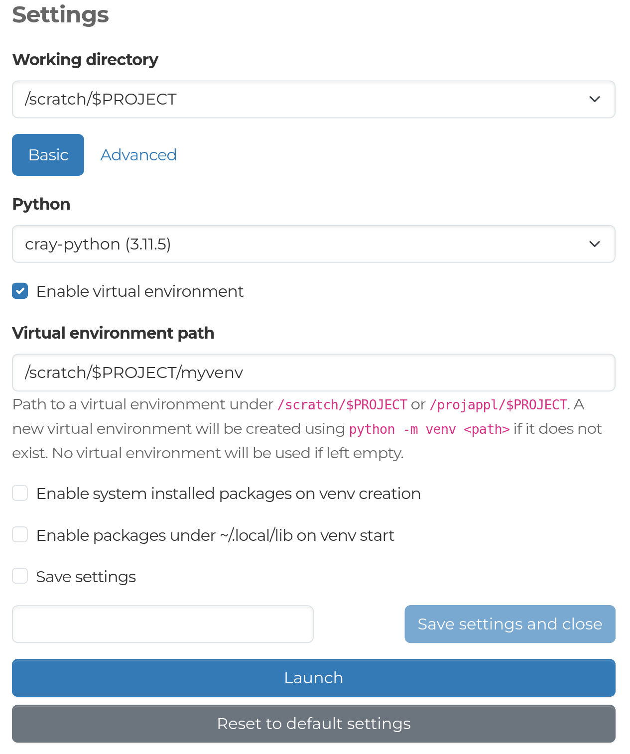 Jupyter basic settings