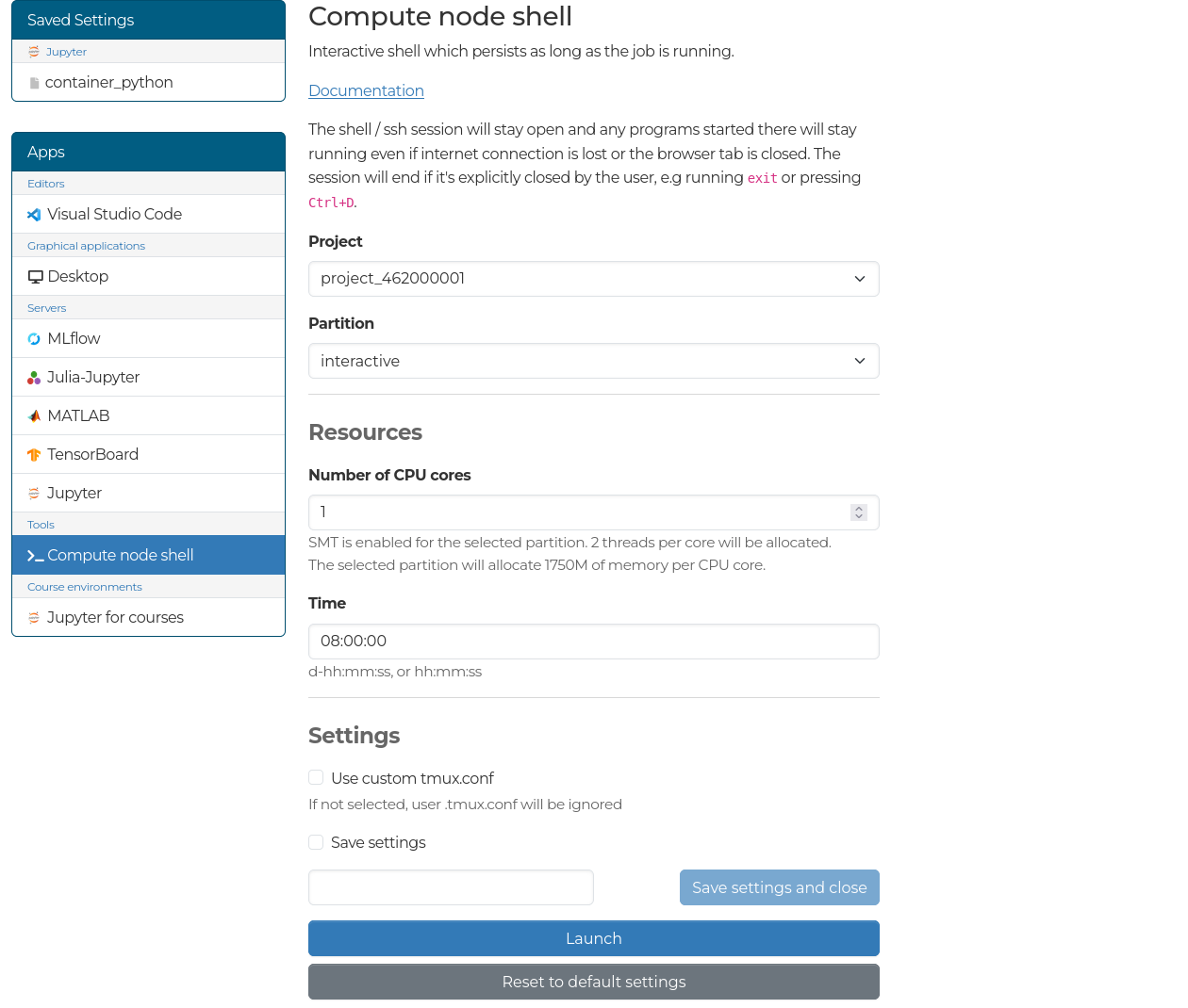 Interactive login shell