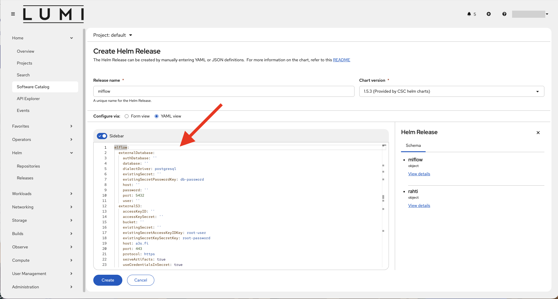 mlflow helm values UI