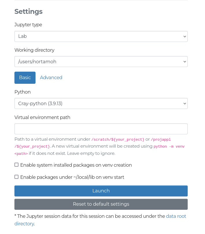 Jupyter settings